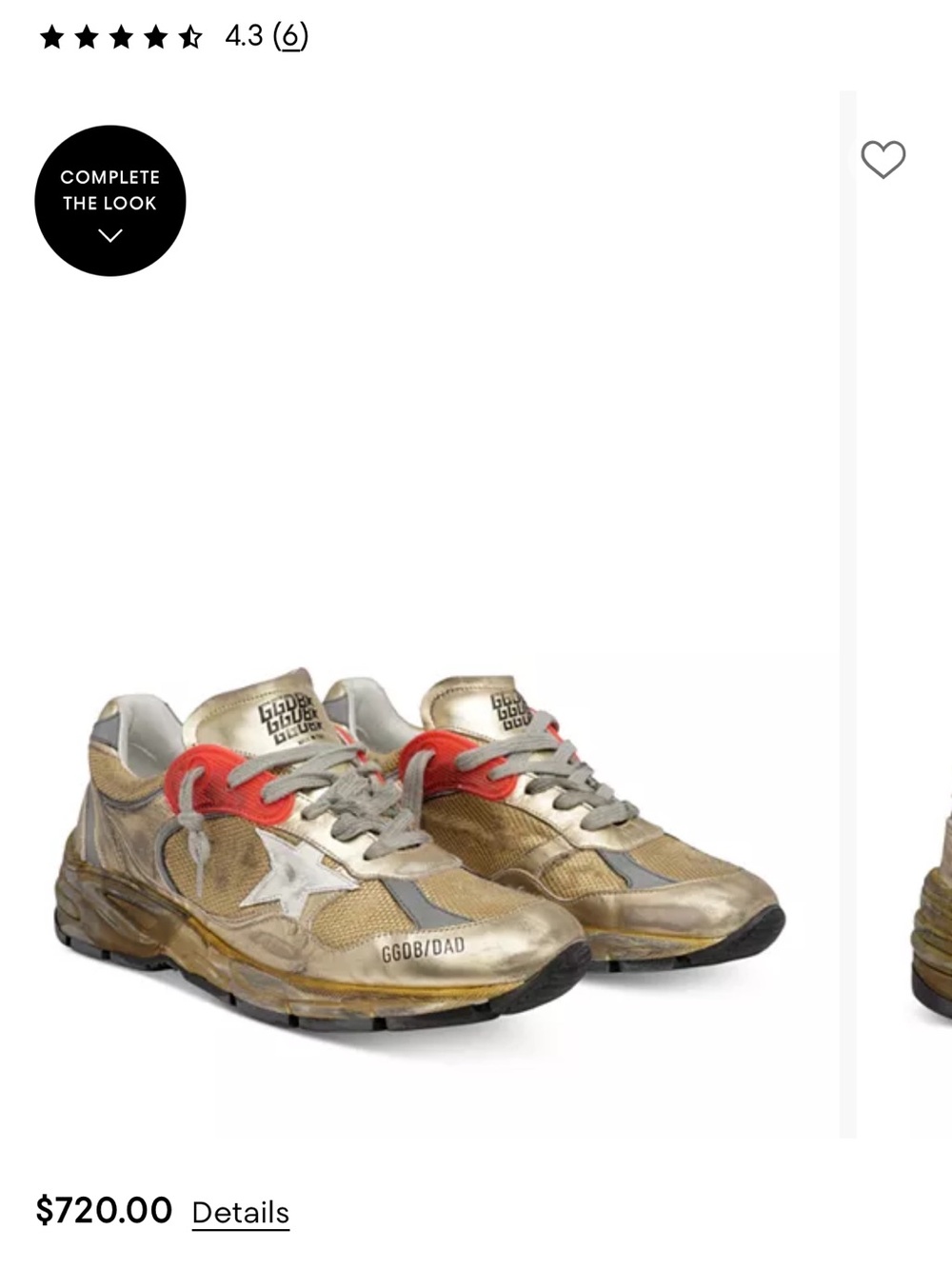 Golden Goose metallic gold sneakers with red accents - Picture 2 of 3